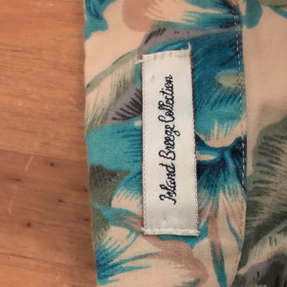 Men's Sauce By Berne Tan/Green/Blue Floral Button Down Hawaiian Style Shirt, XL - Picture 4 of 9